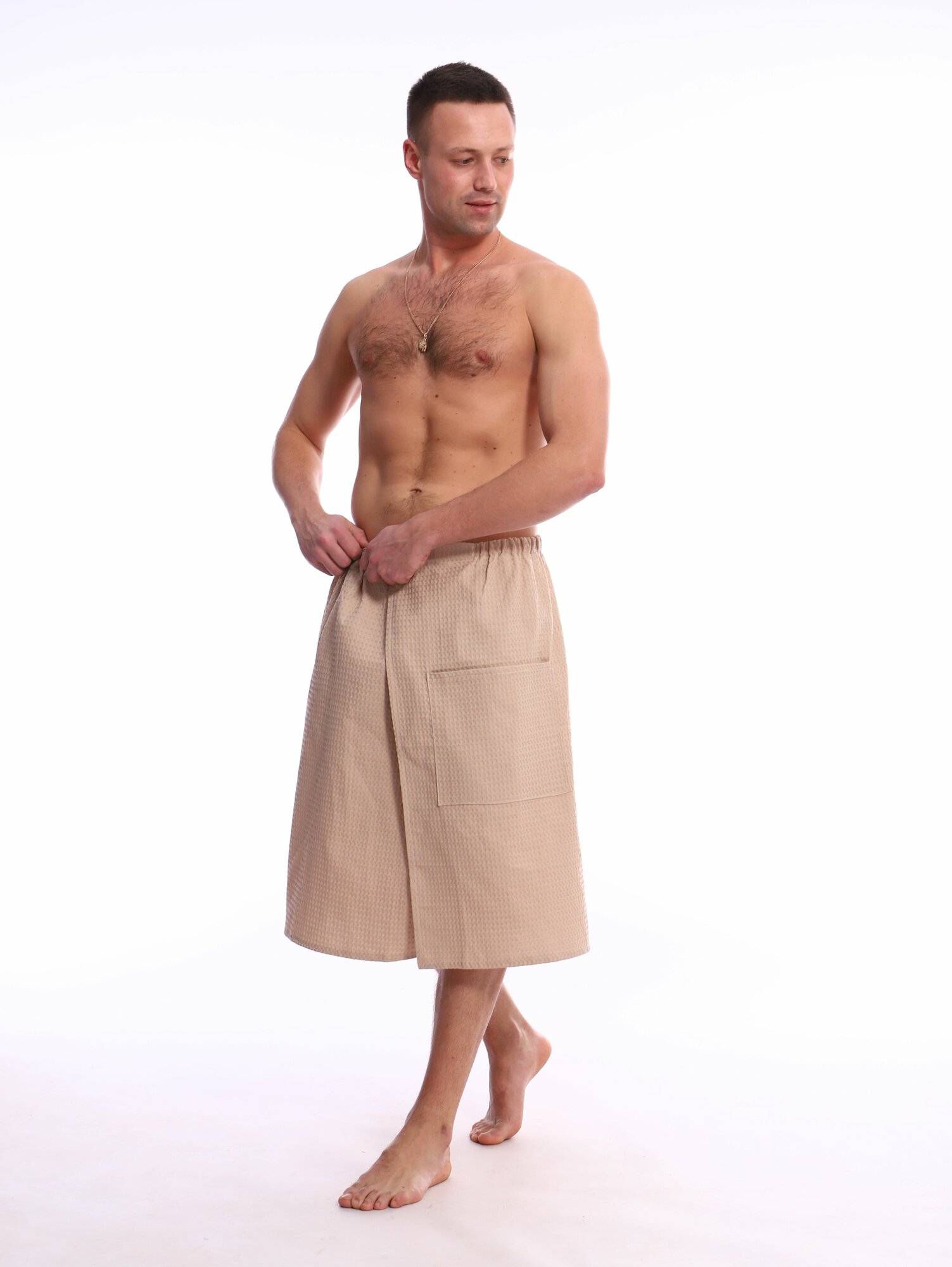 Килт для бани и сауны мужской бежевый