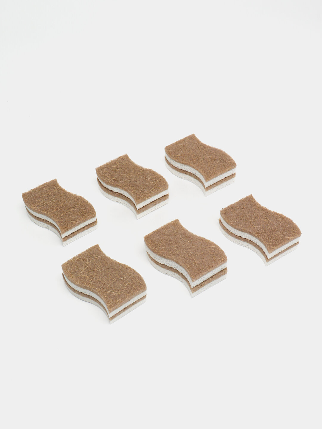 Губки для посуды "Кокосовое волокно", из целлюлозы, абразивный слой, бежевые, 3 шт — фото 1