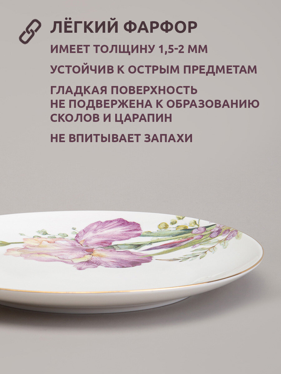 Тарелки Lefard "Irises", обеденные, набор 2 шт, фарфоровые, 25,5 см. — фото 1