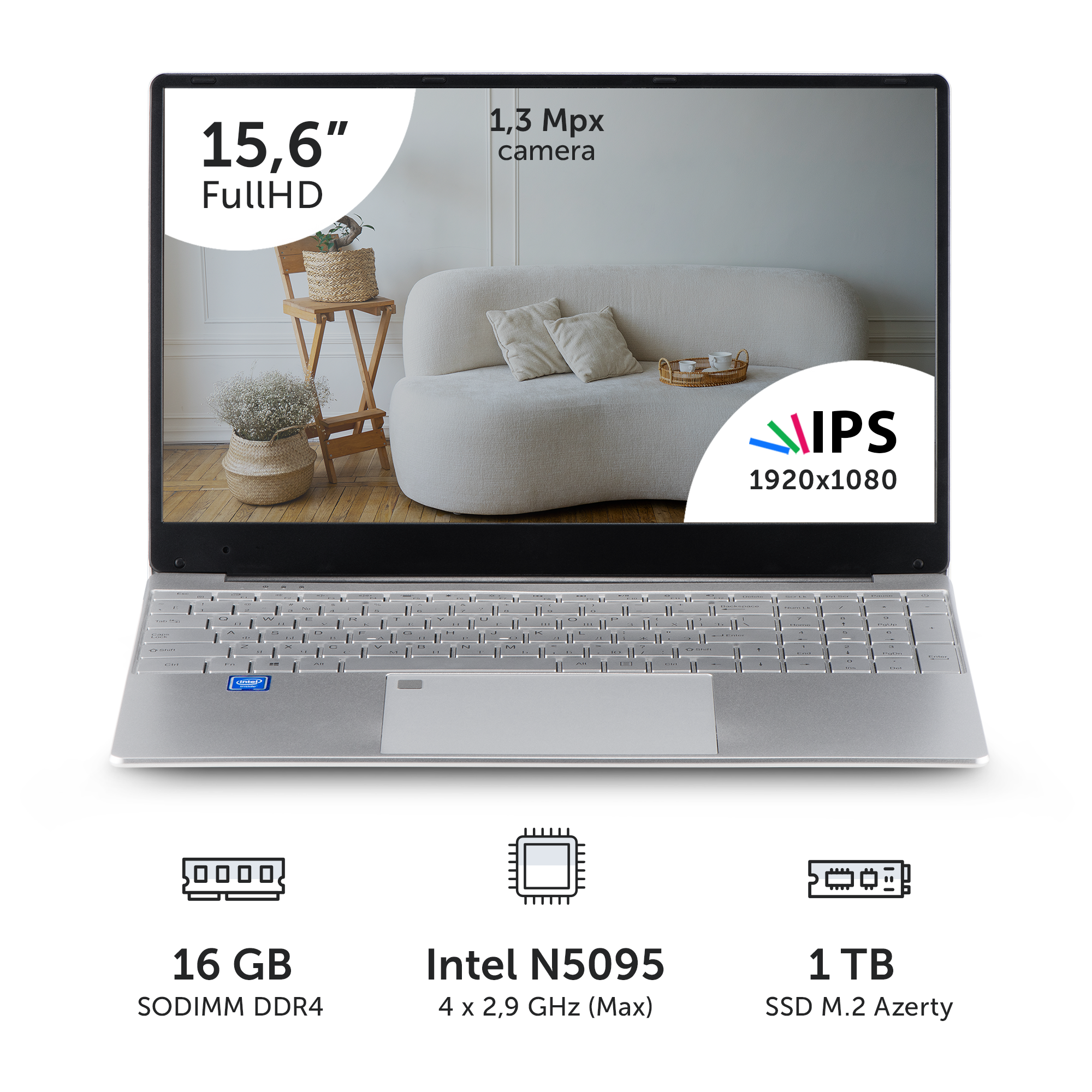 Ноутбук Azerty AZ-1509 (15.6" IPS 1920x1080, Intel N5095 4x2.0 ГГц, 16 Гб DDR4, 1 Тб SSD)