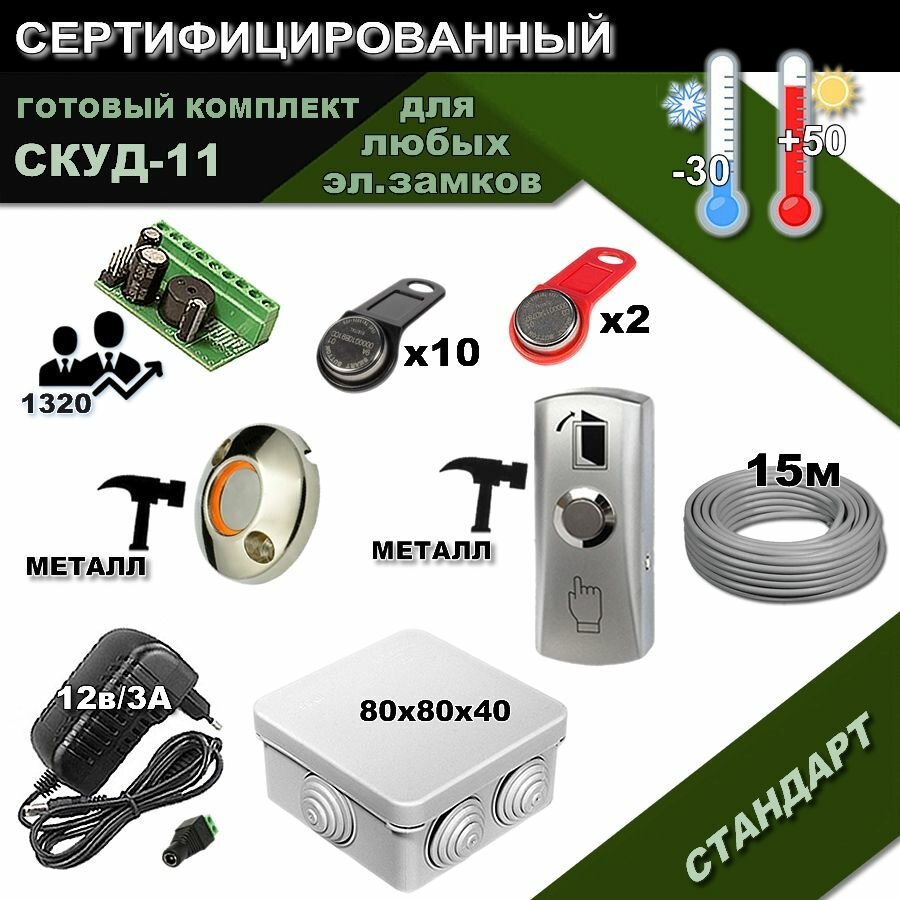 Комплект СКУД-11 для любых электро-замков