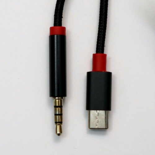 Аудиокабель AUX Jack 35mm - Type-C m-m ткань цвет чёрный 349₽