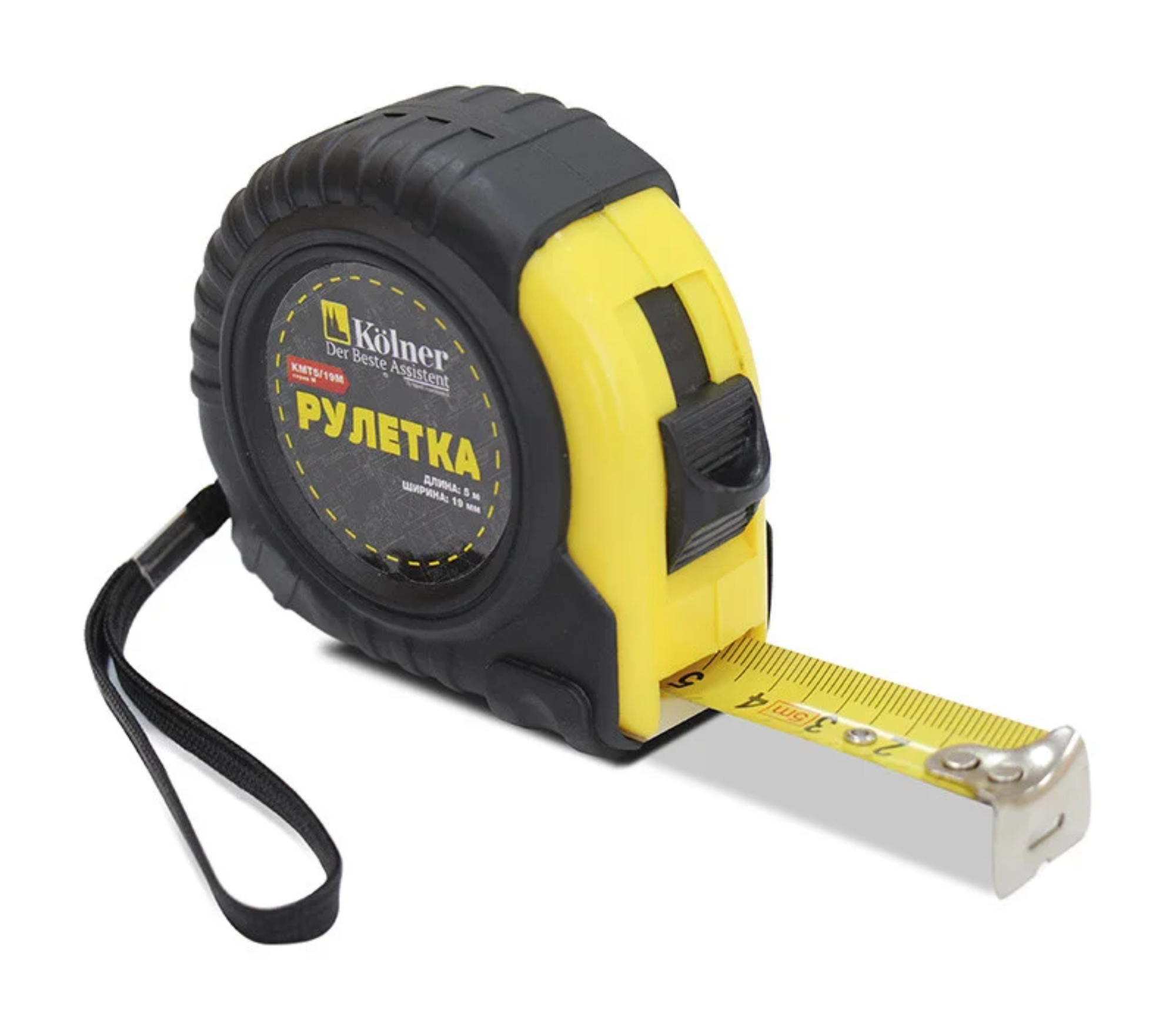 Рулетка KOLNER KMT5 19M  длина ленты 5 м  ширина 19 мм  прорезиненный корпус
