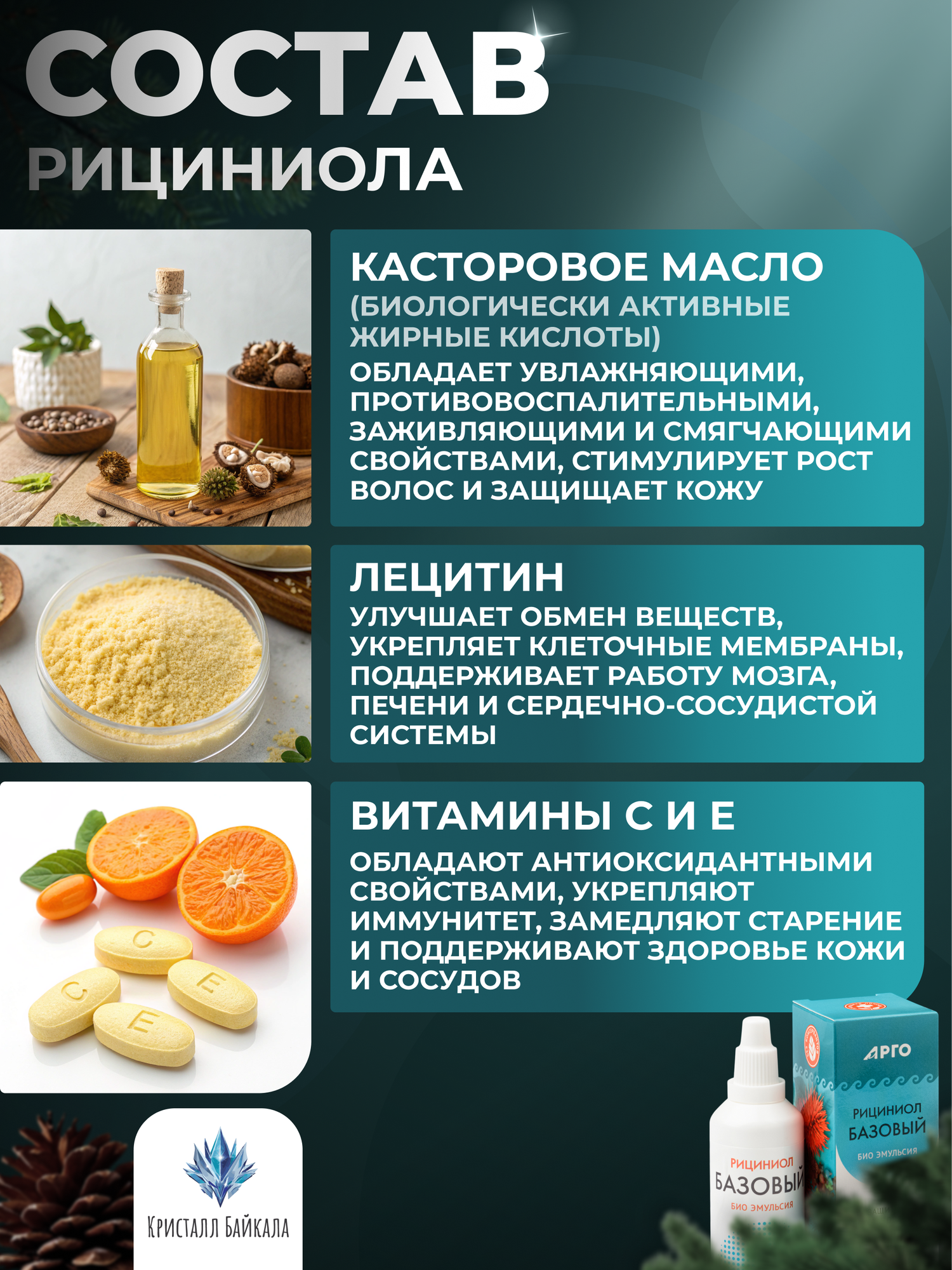 Картинки @1144 Рициниол базовый, для кожи головы, волос и тела, 60мл