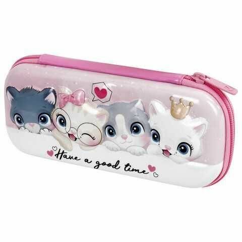 Пенал BRAUBERG, 1 отделение, 1 откидная планка, EVA 3D, 22х10х5 см, Cats