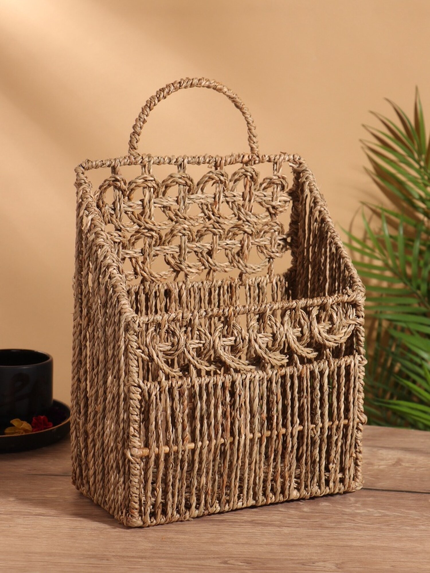 Корзина Сима-ленд Сиграсс плетеная морские водоросли бежевая 23x12x36 см