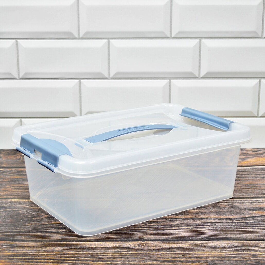 Контейнер пластиковый 'Клик' 6л с защелками/ручкой прозрачный