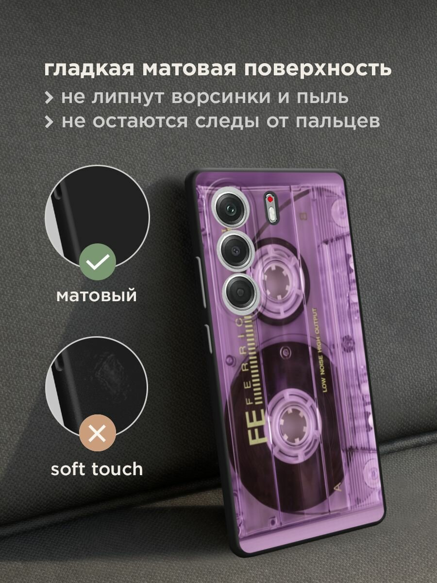 Черный матовый чехол на Tecno Camon 40 / Текно Камон 40 с принтом "Кассета фото" — фото 1