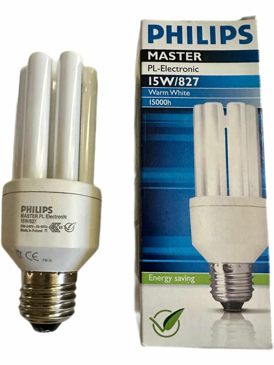 Philips Master Лампочка E27 15w(освещает 75w) 2700k 875lm 140мм люминесцентная 751423