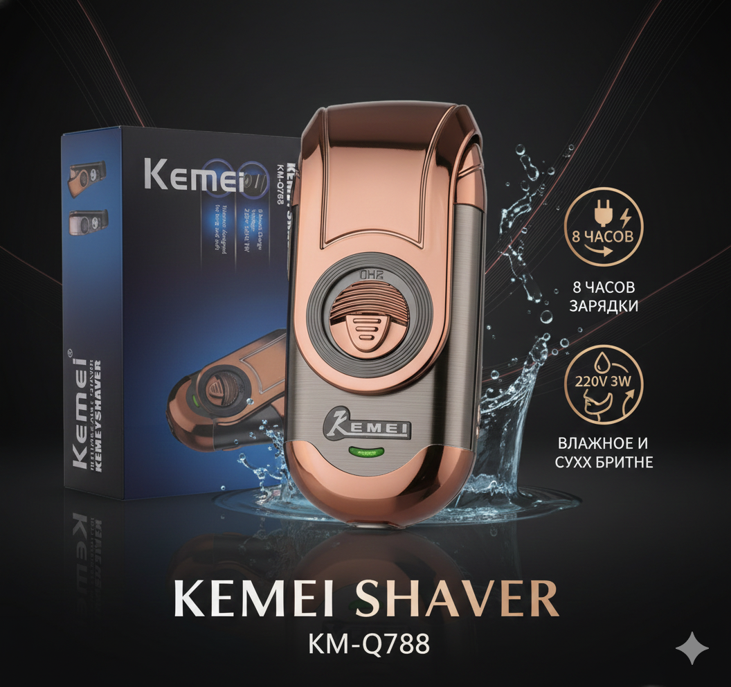 Триммeр машинка для стрижки и бритья, профессиональная, беспроводной, KEMAI