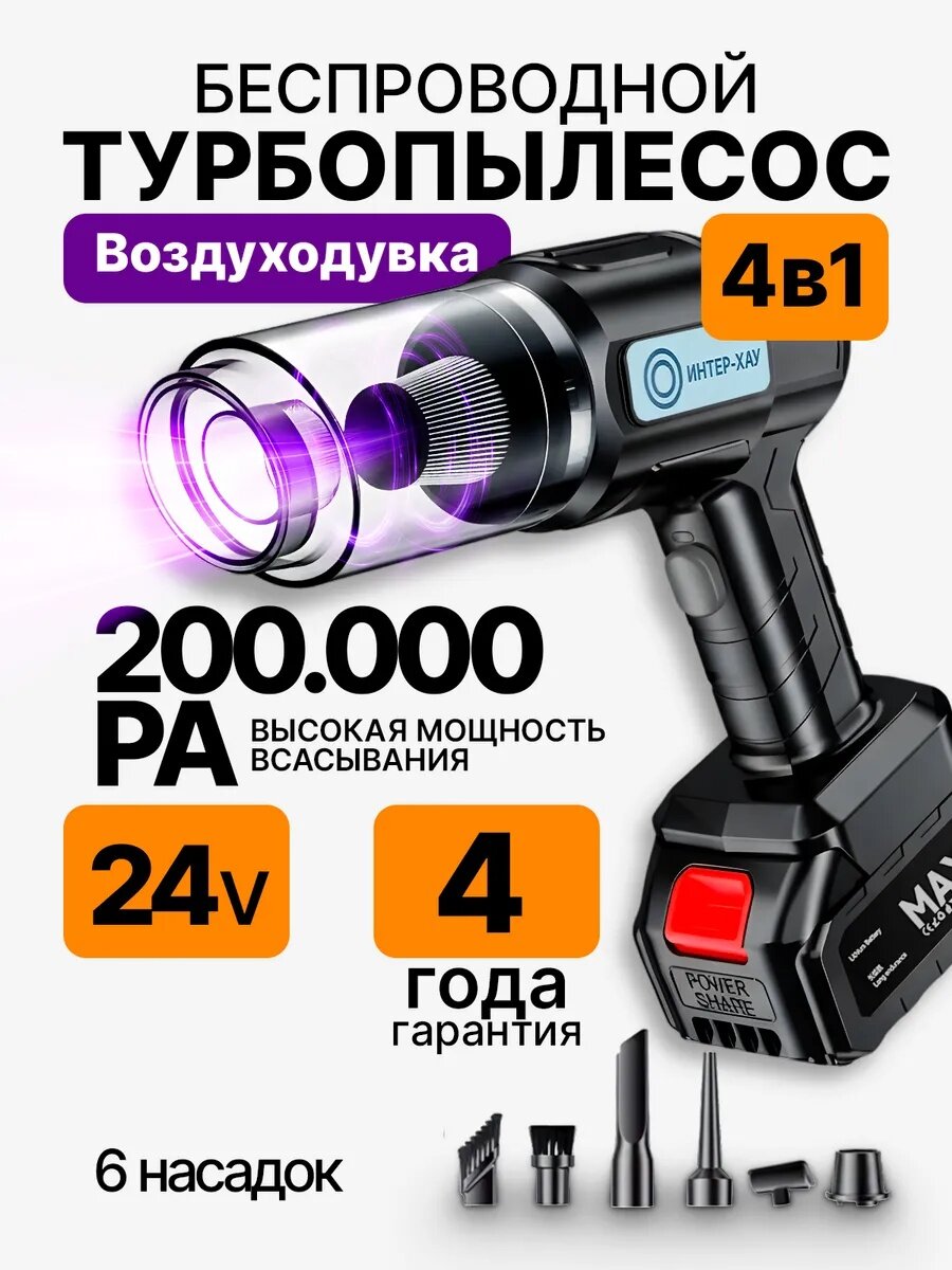 Автомобильный пылесос беспроводной для уборки салона и дома мощный