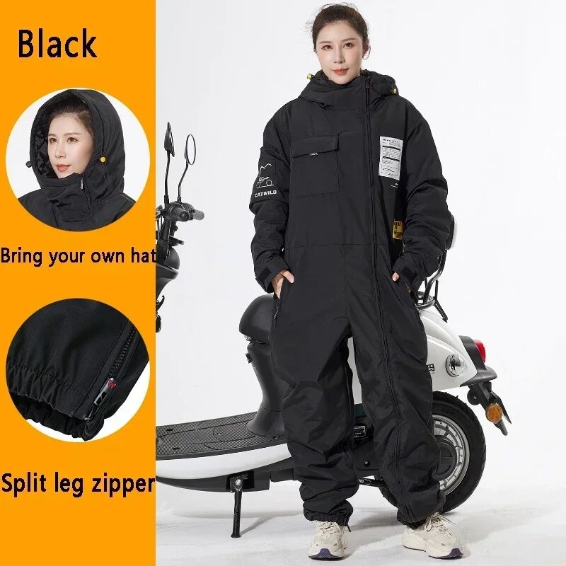 Зимний морозостойкий мотоциклетный костюм ветрозащитная теплая мотоциклетная куртка для беговых лыж оборудование мужской и женский костюм для лыжной рыбалки Черный XL BLACK