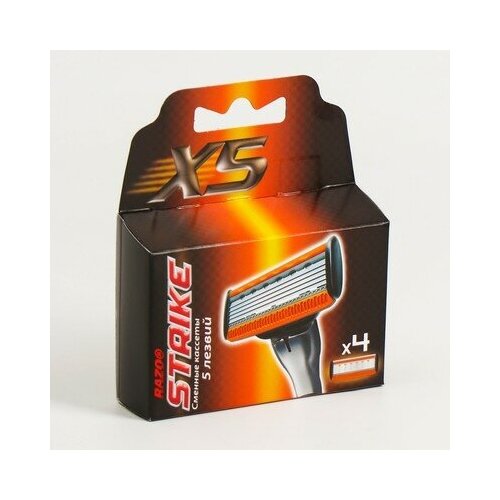 Сменные кассеты Strike Х5, комплект 2 шт., 5 лезвий, увлажняющая полоса, 4 шт, STRIKE PRO