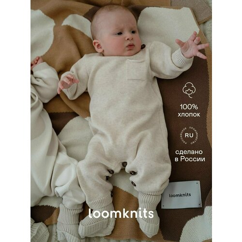 Комбинезон Loomknits, закрытая стопа, размер 68, белый