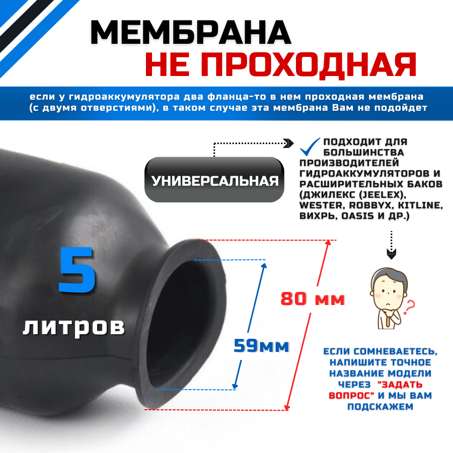 Мембрана для гидроаккумулятора и расширительного бака "Thermofix" 5 л. — фото 1