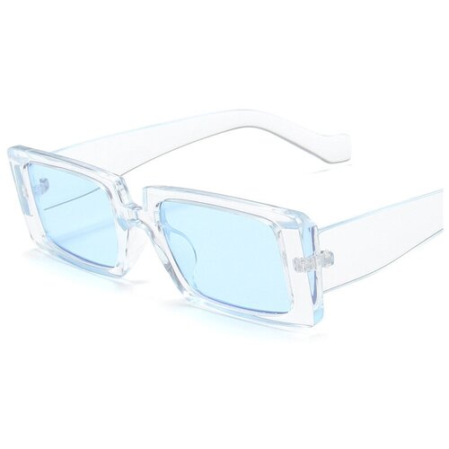 фото Солнцезащитные очки s00045, прямоугольные, оправа: пластик, с защитой от уф, поляризационные, зеркальные, голубой banttax