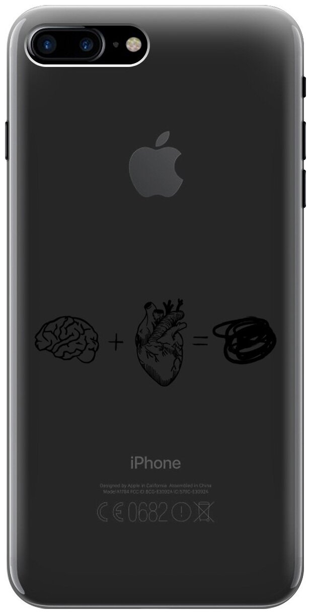 Силиконовый чехол на Apple iPhone 8 Plus / 7 Plus / Эпл Айфон 7 Плюс / 8 Плюс с рисунком "Brain Plus Heart"