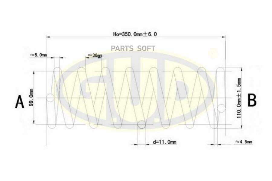 Пружина зад ford focus 1.4i-1.8tdi 98> GUD / арт. GCS227554 - (1 шт)