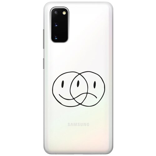 Силиконовый чехол с принтом Two Faces для Samsung Galaxy S20 / Самсунг С20 матовый чехол two faces w для samsung galaxy s20 самсунг с20 плюс с 3d эффектом черный