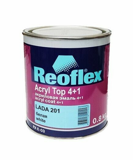 Акриловая эмаль Reoflex RX E-03 Цвет: Белый (Lada 201) 0,8л