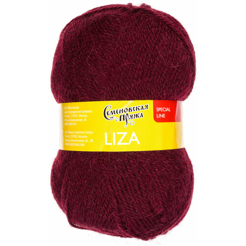 Пряжа Семеновская Liza бордо (13), 15%шерсть/50%акрил/35%ангора, 303м, 100г, 3шт