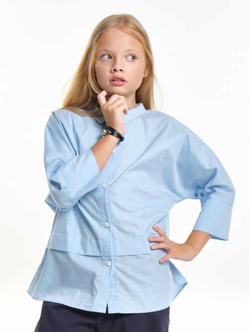 Школьная блуза Mini Maxi, размер 140, голубой