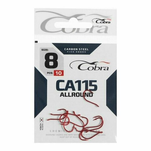 cobra крючки cobra allround серия ca115 08 10 шт Крючки Cobra ALLROUND, серия CA115, 08, 10 шт.