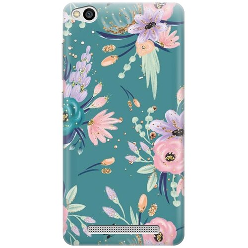 фото Re:pa накладка transparent для xiaomi redmi 3 с принтом "цветы и золотые блестки"