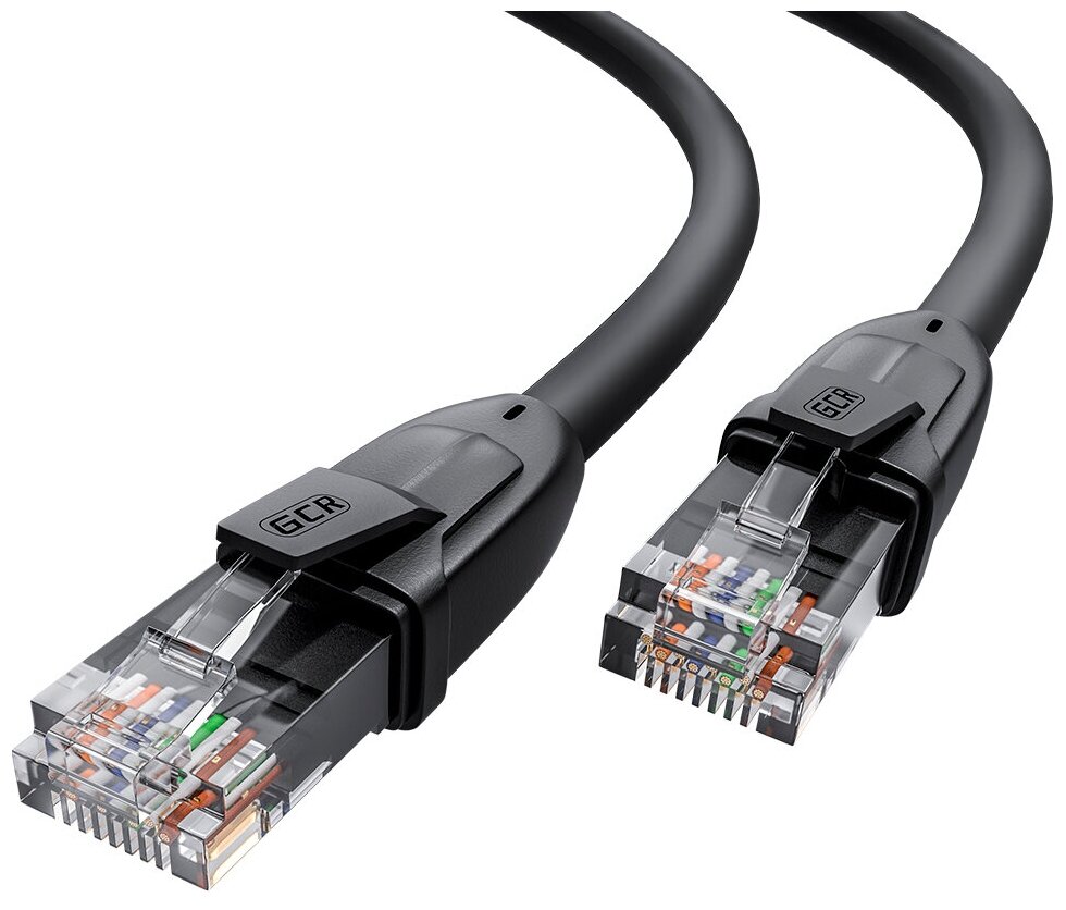 Патч-корд UTP cat.6 10 Гбит/с RJ45 LAN компьютерный кабель для интернета (GCR-LNC610) черный 0.3м