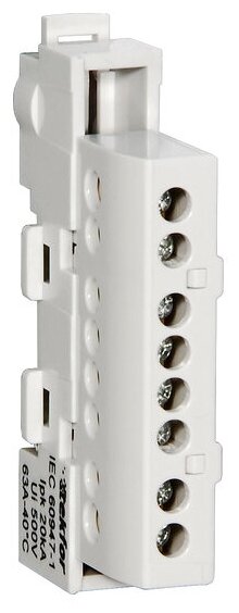 фото Tekfor Шина изолированная сечение 6х9, 8 отв, крепление на DIN-рейку и поверхность KSN-6-6x9-08 серая