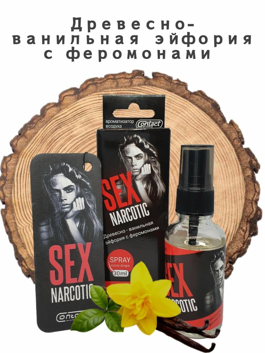 Ароматизатор для дома офиса автомобиля/ в машину Елка+Спрей CONTACT SEX NARCOTIC BLACK с ароматом 