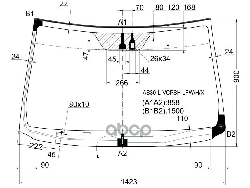 Стекло Лобовое (Обогрев Щеток/ Датчик Дождя/ Молдинг) Toyota Rav4 (Xa30) 05-13 XYG арт. AS30-L-VCPSH LFW/H/X