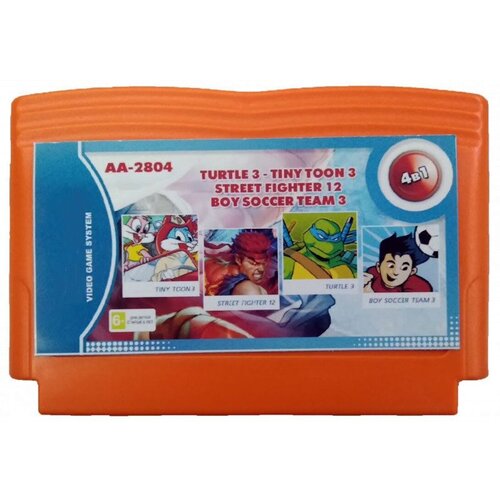 Сборник игр 4 в 1 AA-2804 TURTLES 3 / STREET FIGHTER 2 / TINY TOON 3 / BOY SOCCER TEAM 3 (8 bit) английский язык