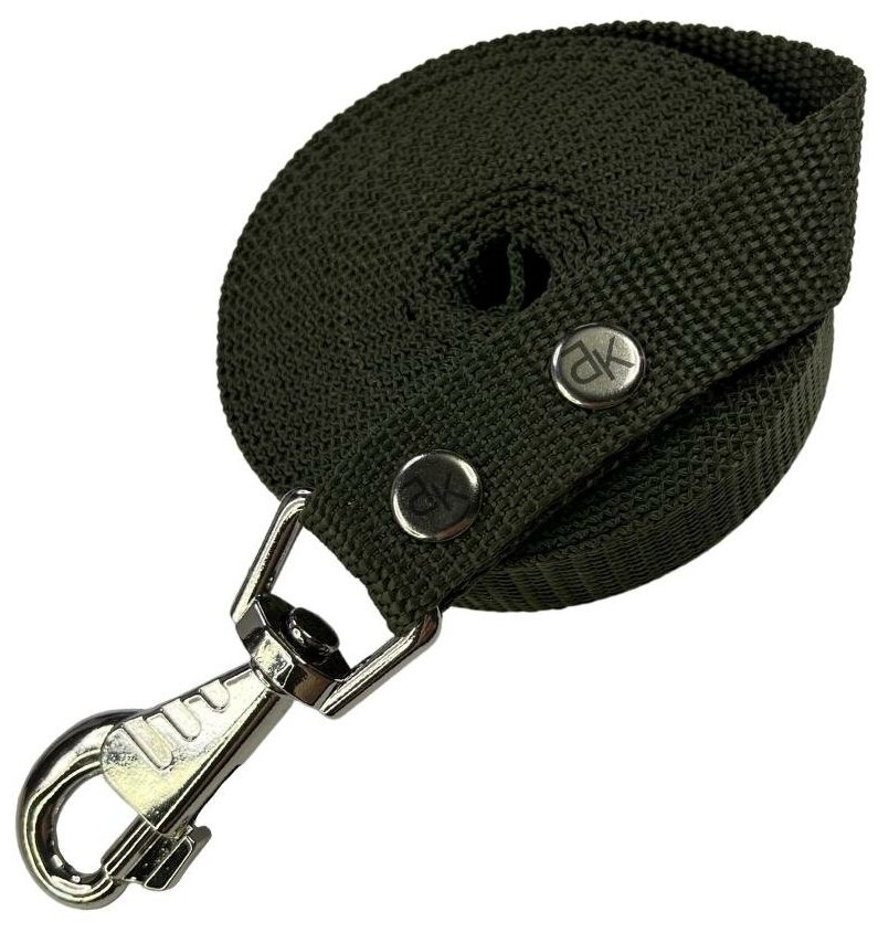 фото Поводок для средних и крупных собак нейлоновый 5 м х 25 мм зеленый (до 55 кг) / поводок нейлоновый