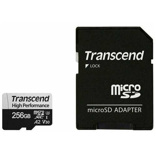 Карта памяти 256Gb MicroSD Transcend + SD адаптер (TS256GUSD330S) адаптер transcend для microsd sd ts adpmsd black