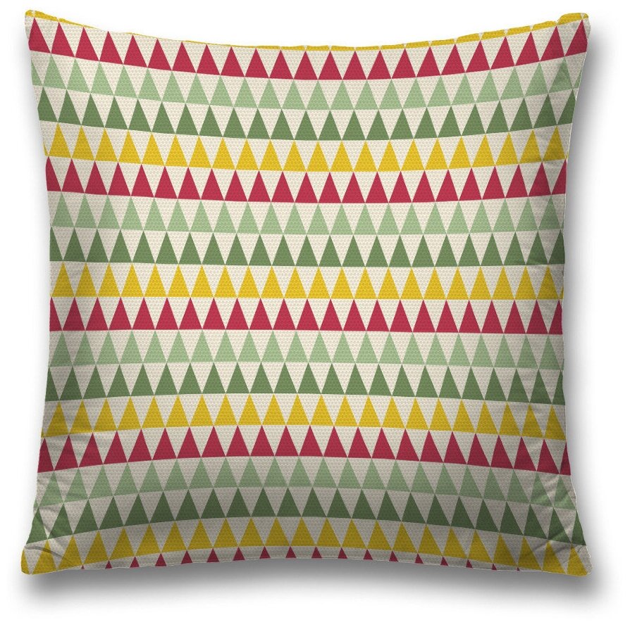 Наволочка декоративная на молнии, чехол на подушку JoyArty "Ряды цветных треугольников" 45х45 см