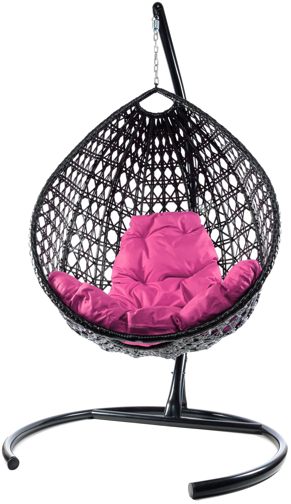 Подвесное кресло m-group капля Люкс чёрное, розовая подушка - фотография № 2
