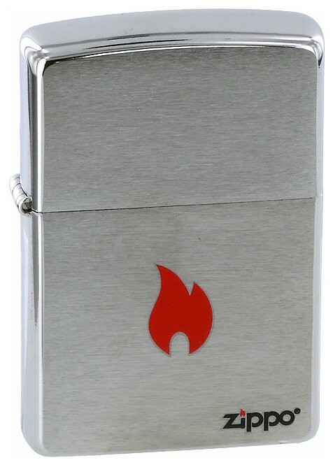 Оригинальная бензиновая зажигалка ZIPPO 200 FLAME с покрытием Brushed Chrome - Пламя