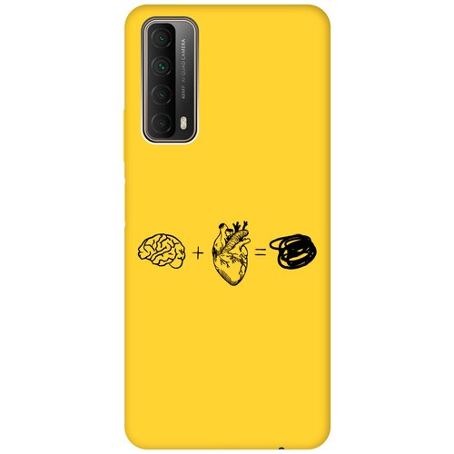 Силиконовый чехол на Huawei P Smart (2021), Хуавей П Смарт (2021) Silky Touch Premium с принтом Brain Plus Heart желтый силиконовый чехол на huawei y6p хуавей у6р silky touch premium с принтом brain plus heart желтый