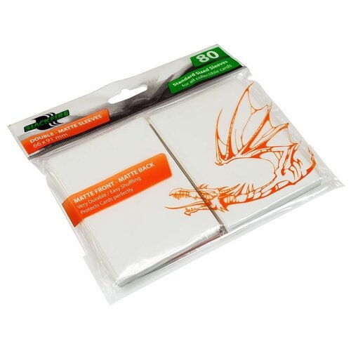 Протекторы Blackfire Double-Matte для ККИ - Белые (80 шт.) - для карт MTG, Pokemon