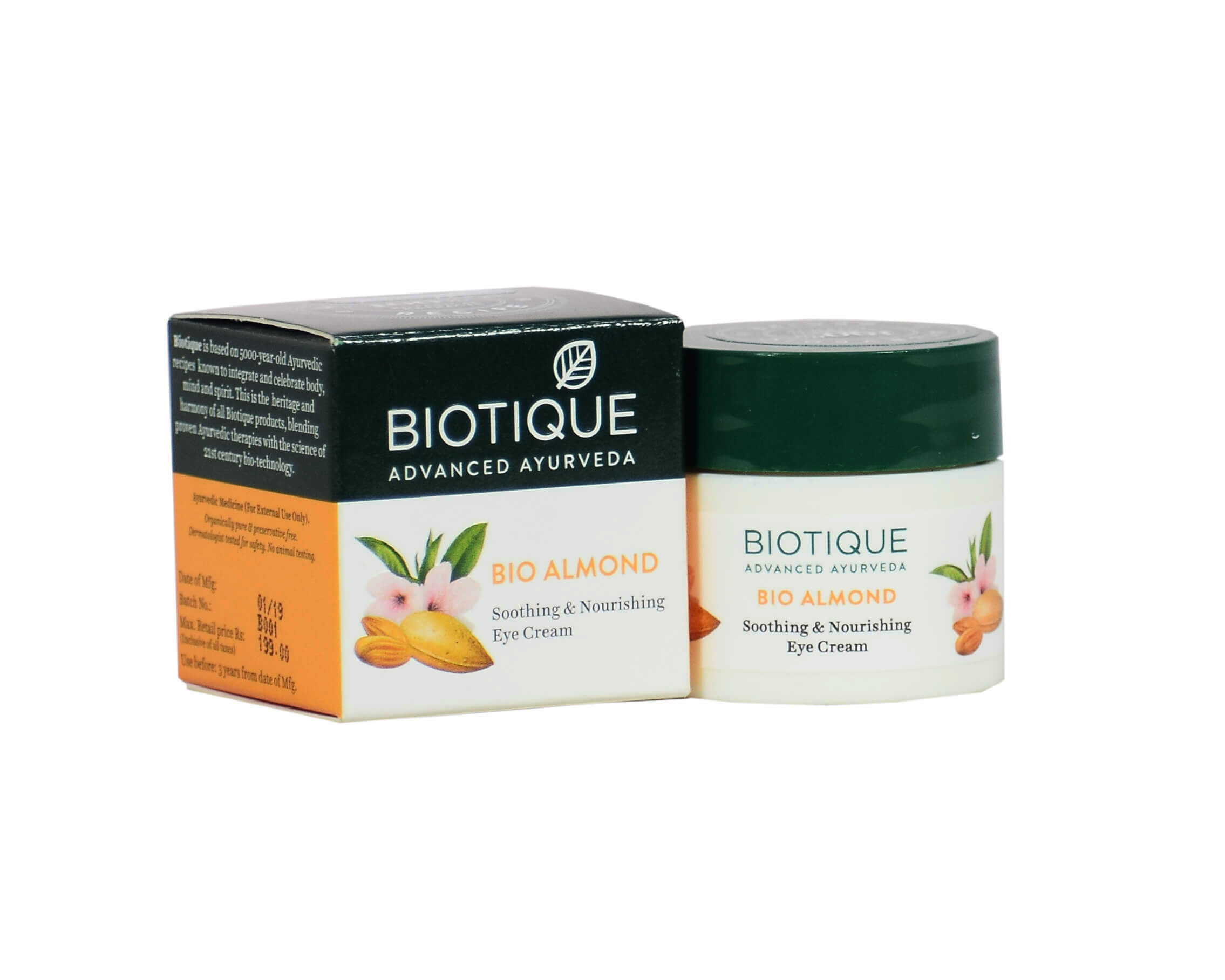 Biotique Крем для кожи вокруг глаз Bio Almond Soothing & Nourishing Eye Cream, 15 г