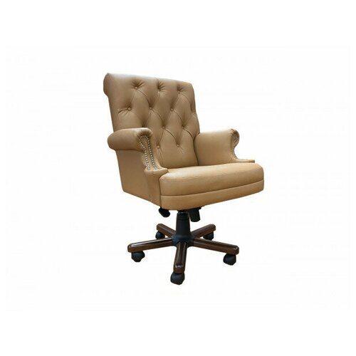 GRUPPO 396 Кресло Каст цвет бежевый, опора пятилучье с деревянными накладками