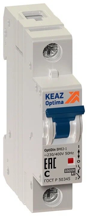фото КЭАЗ Выключатель автоматический модульный 1п C 6А 6кА OptiDin BM63-1C6-УХЛ3 КЭАЗ 260515