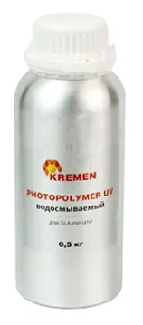 Фотополимерная смола Kremen Photopolymer UV Водосмываемый (0.5 кг, бесцветный)