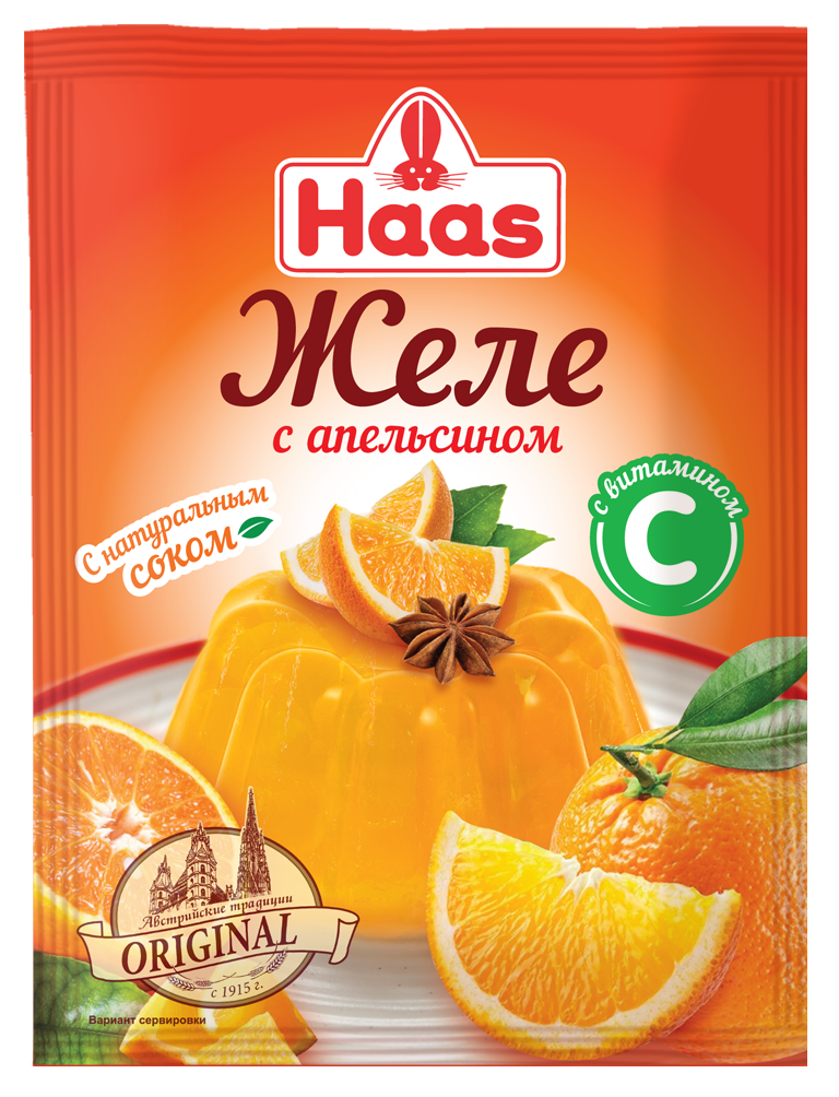 Желе десертное с апельсином с витамином С Haas, 50г