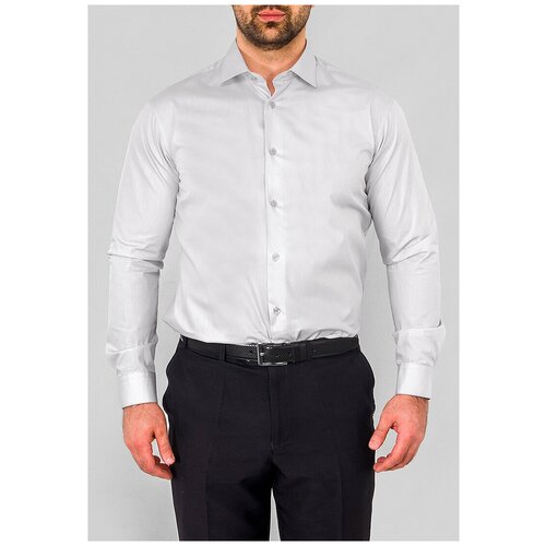 фото Рубашка мужская длинный рукав greg 320/139/gr/z, полуприталенный силуэт / regular fit, цвет серый, рост 174-184, размер ворота 38