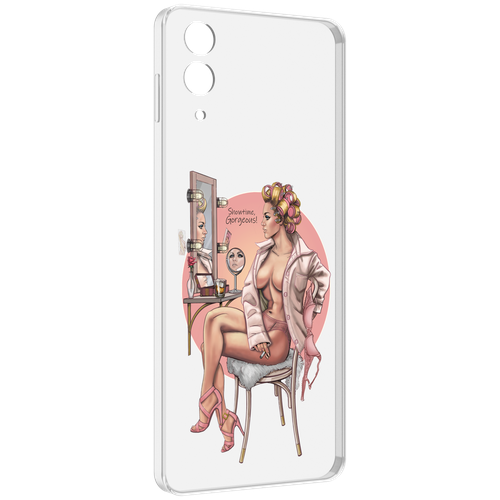 Чехол MyPads красивая-девушка-с-зеркалом женский для Samsung Galaxy Z Flip 4 (SM-F721) задняя-панель-накладка-бампер