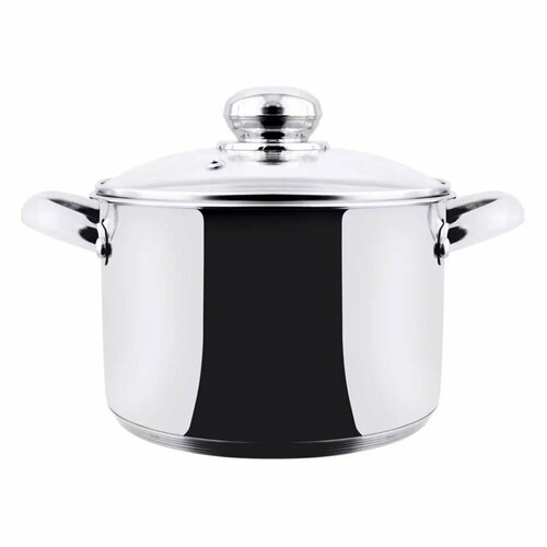 Кастрюля нержавеющая 9,0л d-280мм цилиндрическая ТРС стеклянная крышка полые ручки лзми