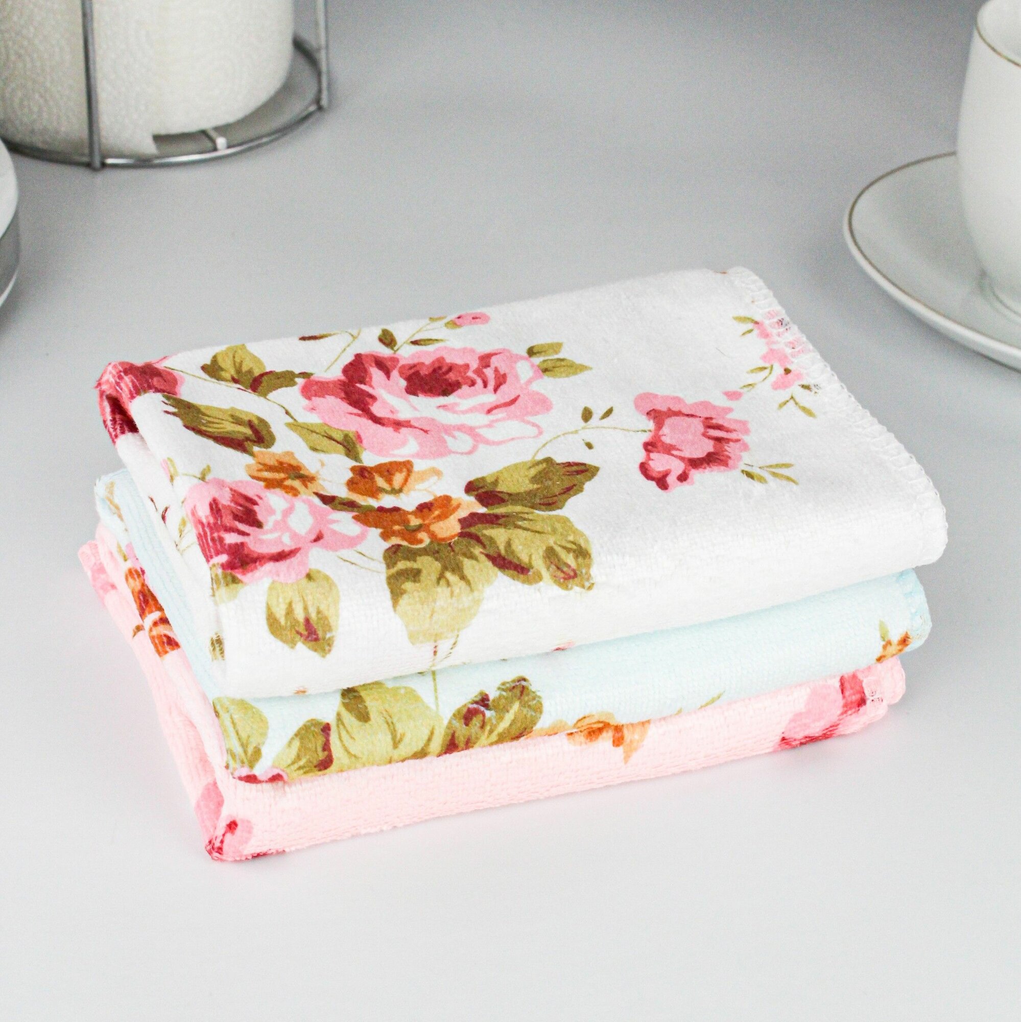 Салфетка для уборки из микрофибры, 30*30 см, 3 шт, цвет микс