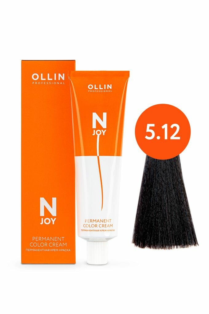 Ollin N-JOY крем-краска для волос 5/12 светлый шатен пепельно-фиолетовый 100мл